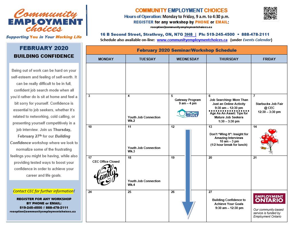 February 2020 Calendar Community Employment Choices